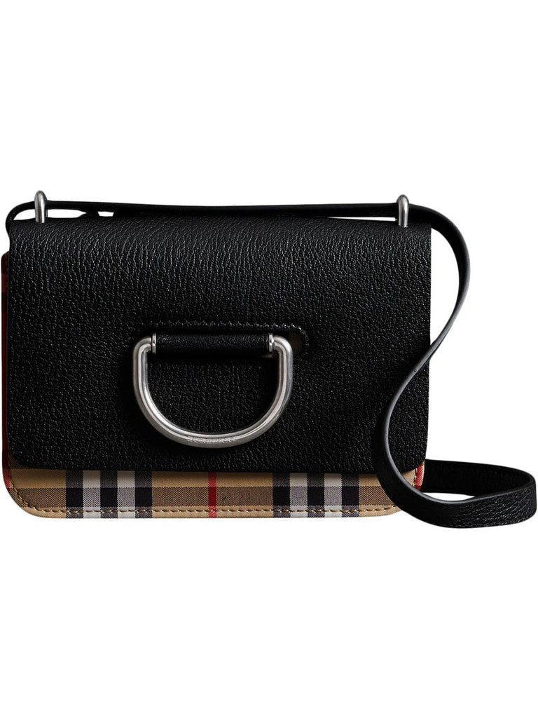 mini vintage check-trim D-ring bag