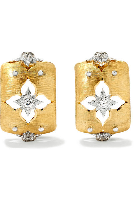 Macri Giglio 18-karat yellow and white gold diamond hoop earrings