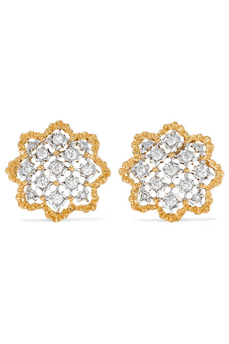 Rombi 18-karat yellow and white gold diamond earrings