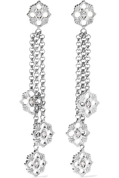 Opera 18-karat white gold diamond earrings