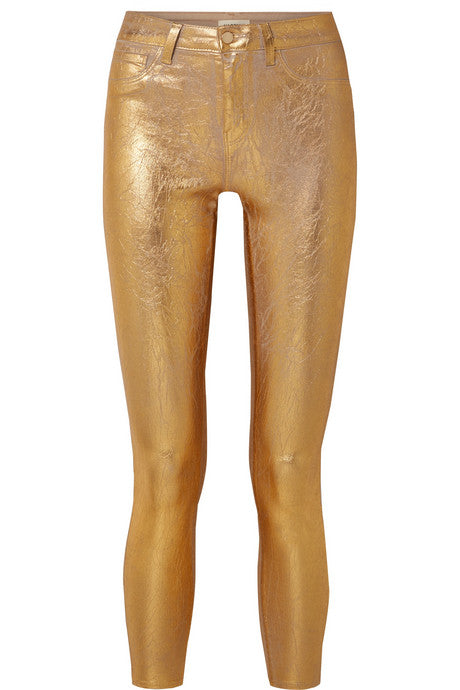 Margot metallic coated high-rise skinny jeans