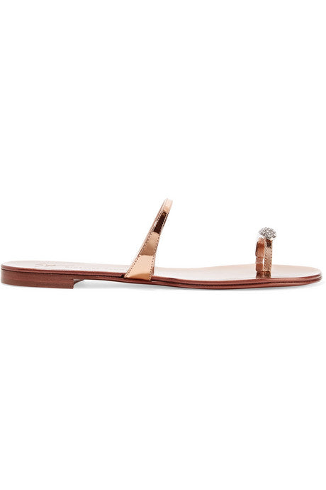 Nuvorock crystal-embellished metallic leather sandals