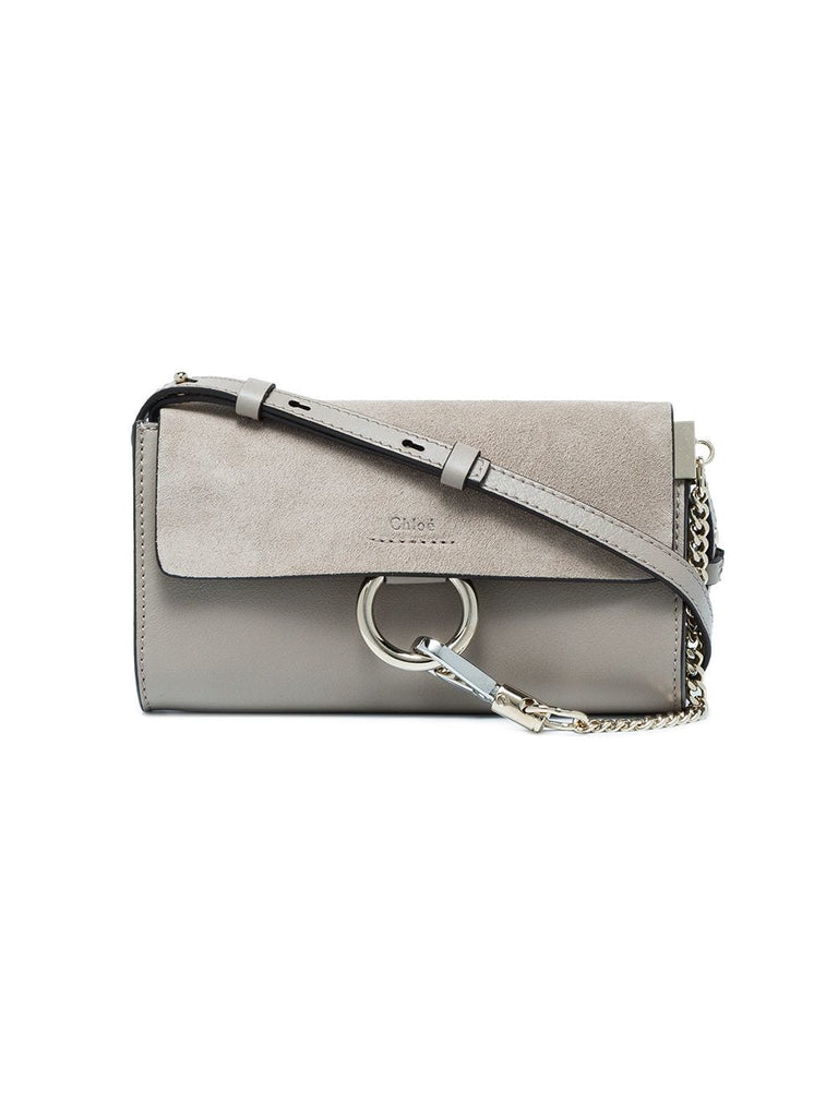 grey Faye leather and suede cross-body bag