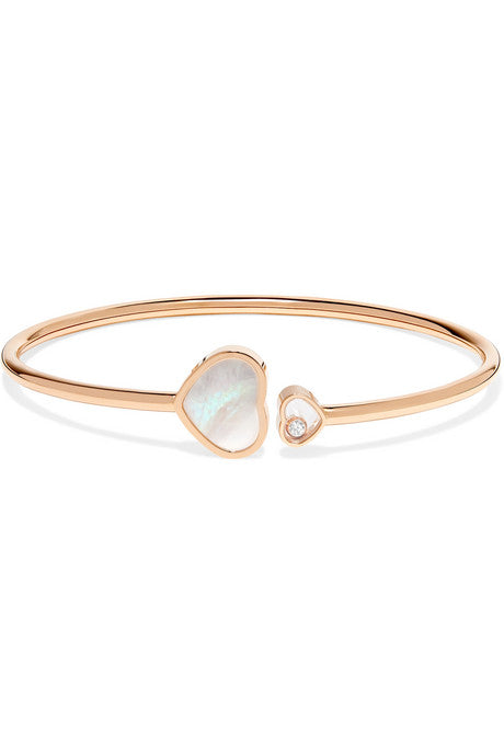 Happy Hearts 18-karat rose gold, diamond and mother-of-pearl cuff