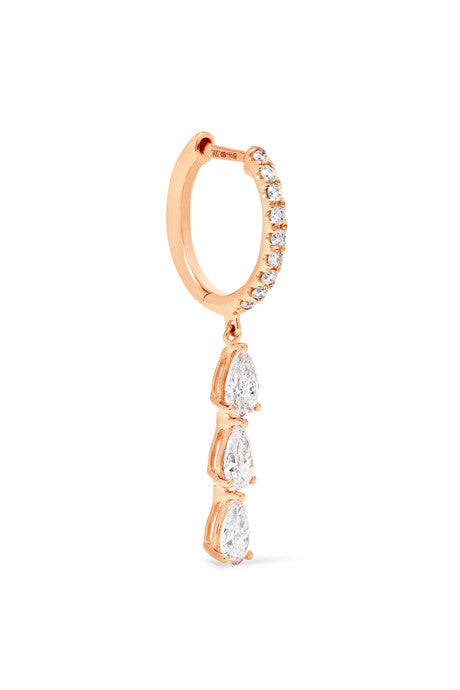 18-karat rose gold diamond hoop earring