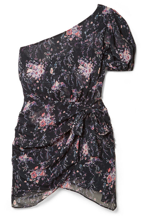 Peyton one-shoulder floral-print silk-georgette mini dress