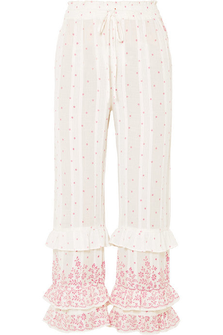 Kenley ruffled printed cotton-voile pants