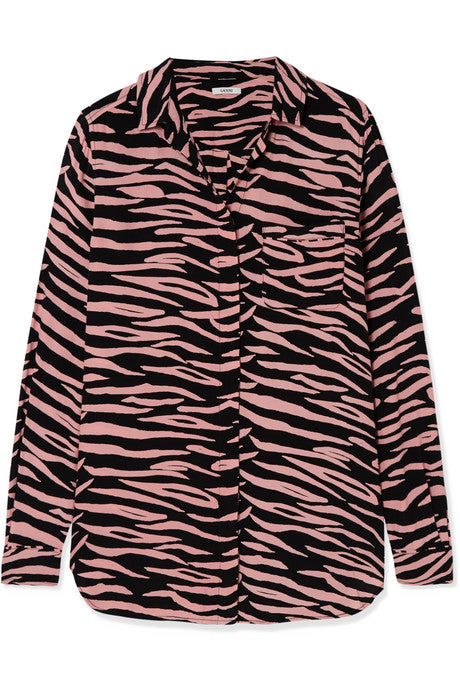 Zebra-print crepe shirt