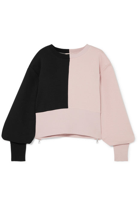 Maeve cropped color-block cotton-blend jersey sweatshirt