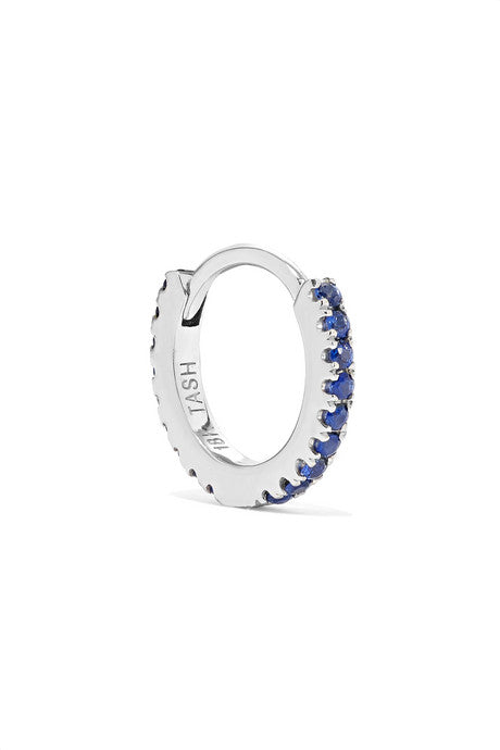 6.5mm 14-karat white gold sapphire hoop earring