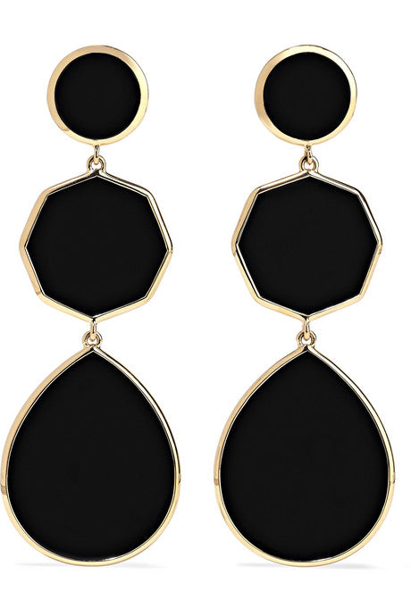 Polished Rock Candy 18-karat gold onyx earrings