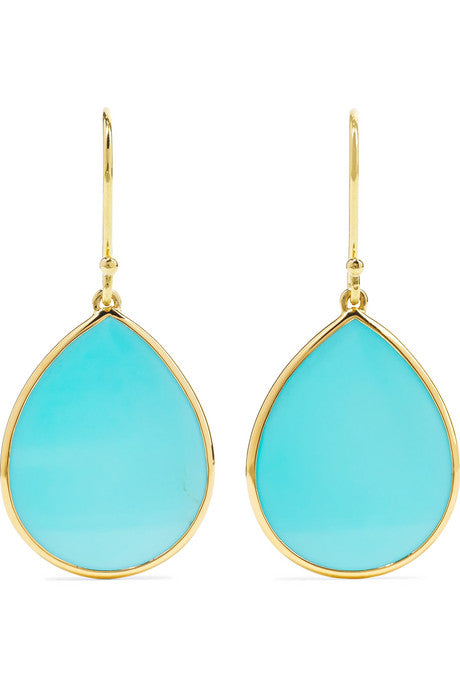 Polished Rock Candy mini 18-karat gold turquoise earrings