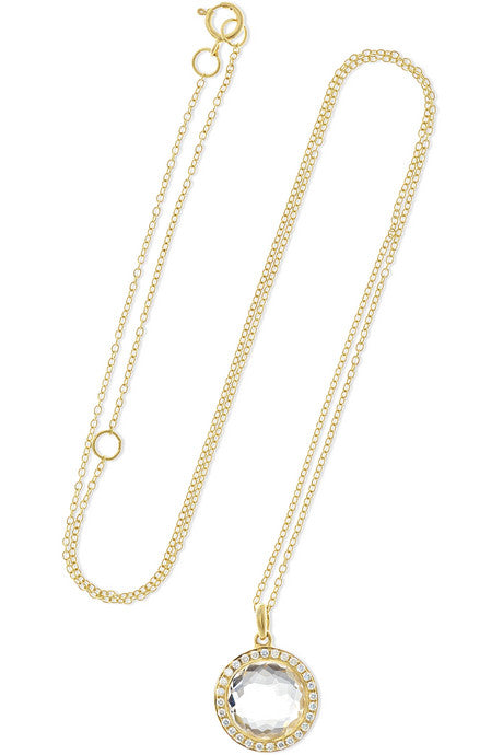 Lollipop mini 18-karat gold, quartz and diamond necklace