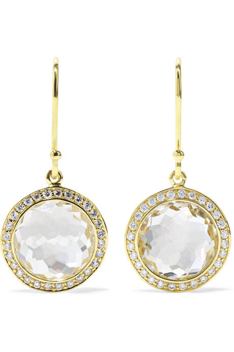 Lollipop mini 18-karat gold, quartz and diamond earrings