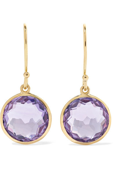 Lollipop 18-karat gold amethyst earrings