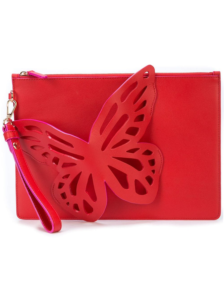 butterfly applique clutch bag