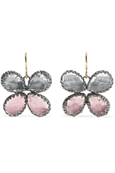 Sadie Butterfly rhodium-dipped quartz earrings