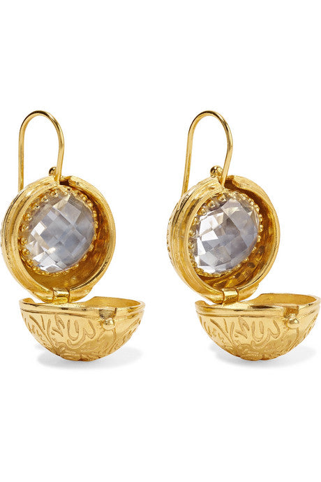 Olivia Button small gold-dipped quartz earrings