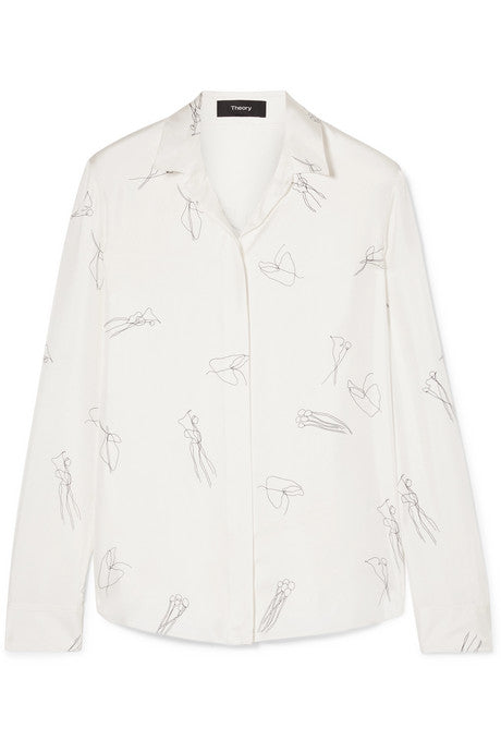 Printed silk-twill shirt