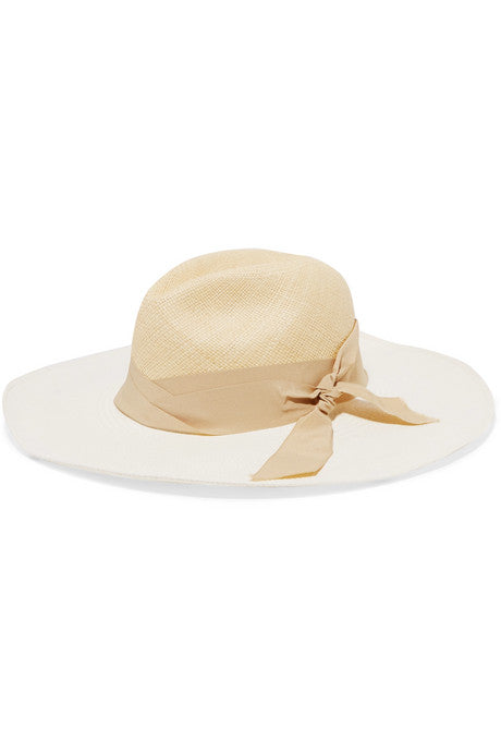 Grosgrain-trimmed two-tone toquilla straw Panama hat