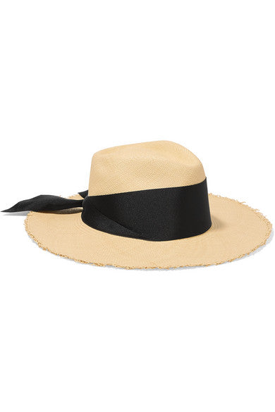 Grosgrain-trimmed toquilla straw Panama hat