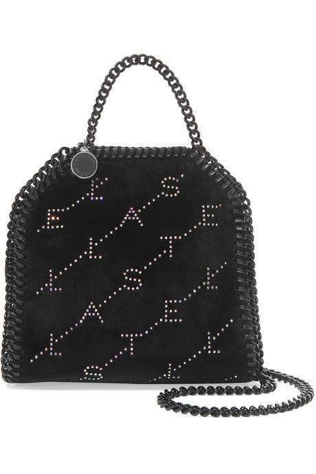 The Falabella tiny crystal-embellished velvet shoulder bag