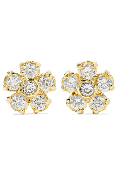 Flower 18-karat gold diamond earrings