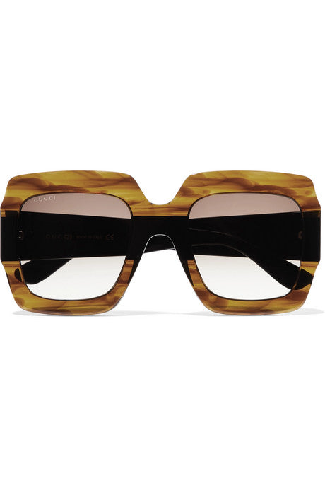 Oversized square-frame tortoiseshell acetate sunglasses