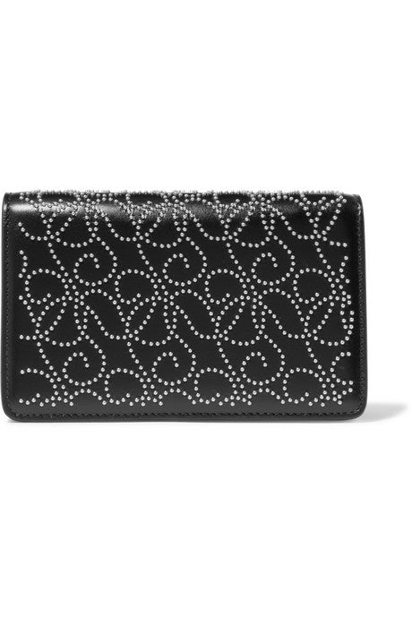 Mini studded leather clutch