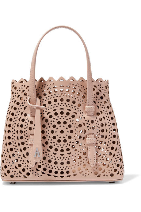 Mini laser-cut leather tote