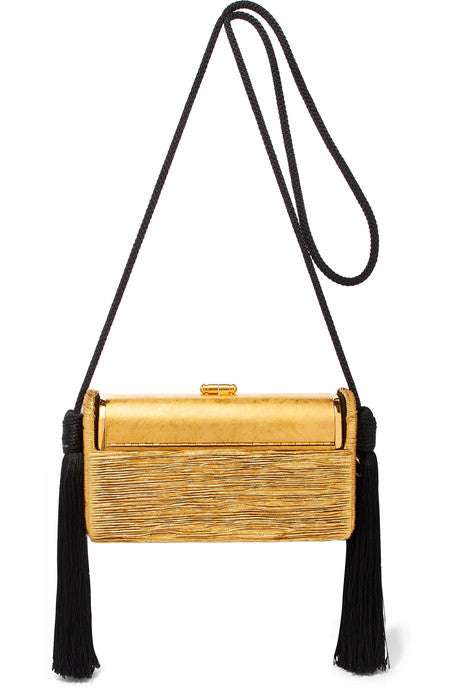 Régine tasseled pleated Lurex and gold-dipped shoulder bag