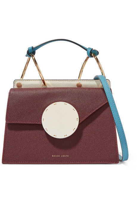 Phoebe Bis color-block textured-leather shoulder bag