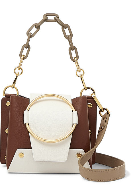 Delila mini color-block textured-leather shoulder bag