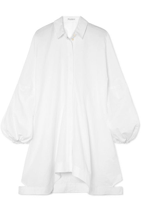 Asymmetric cotton-poplin dress