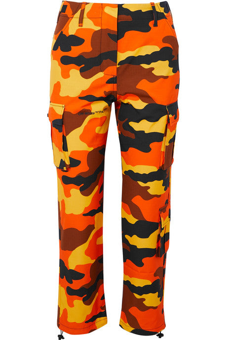 Camouflage-print cotton straight-leg pants