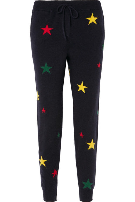 Star intarsia cashmere track pants