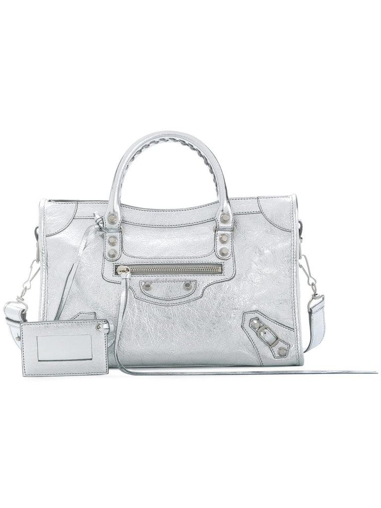 silver Classic City Small leather tote bag