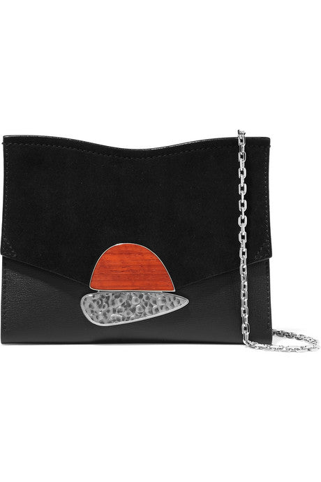 Curl small embellished textured-leather and suede shoulder bag