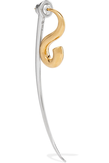 Hook XL gold vermeil and silver earring