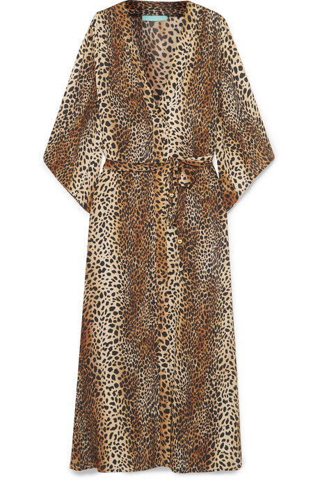 Jules leopard-print crepe de chine kaftan