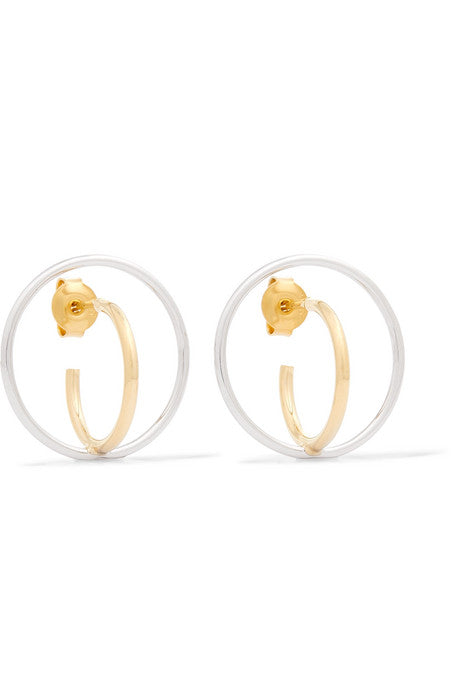 Saturn gold vermeil and silver earrings