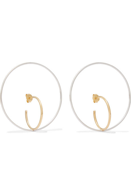 Saturn large gold vermeil and silver earrings