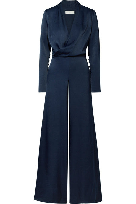 The Tina wrap-effect satin jumpsuit