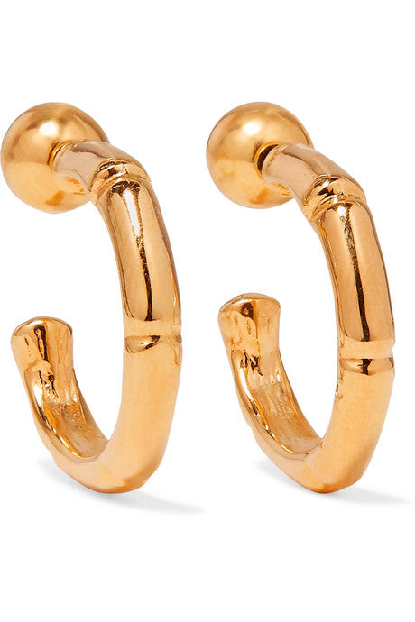 Thin Bamboo gold vermeil hoop earrings