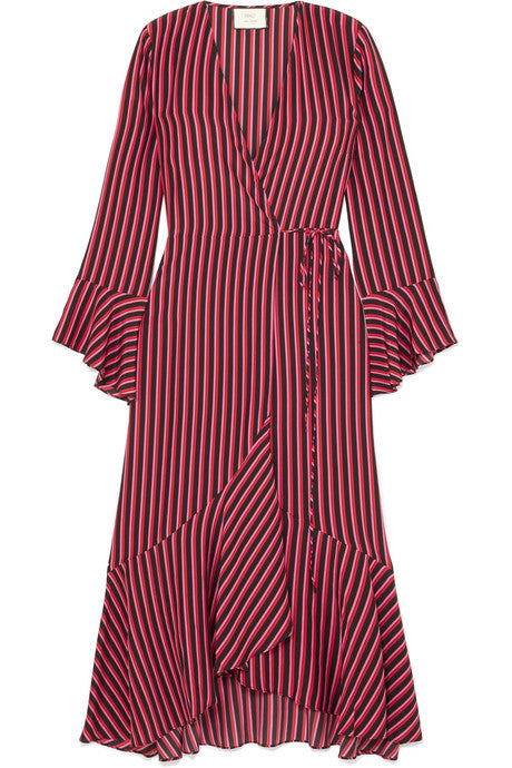 + Laura Jackson Luna striped silk-crepe wrap dress