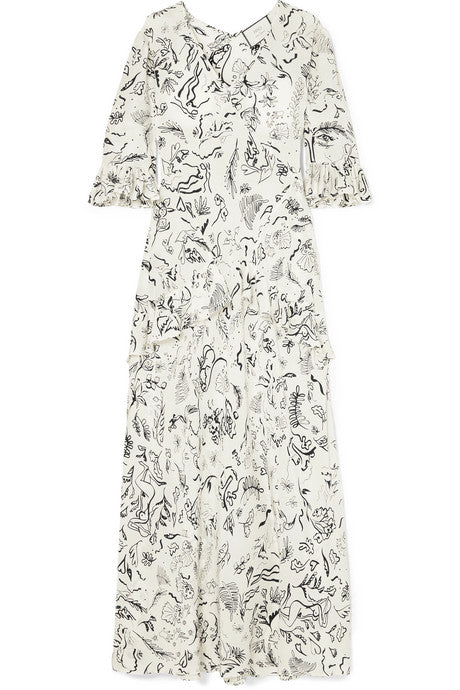 + Laura Jackson Frieda ruffled printed silk maxi dress