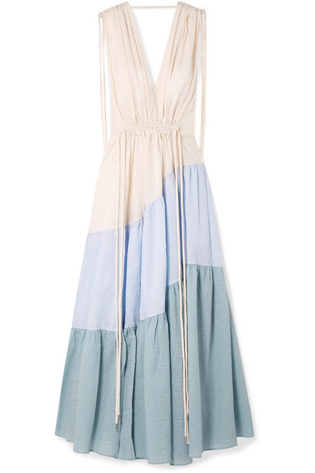 Lilian tiered cotton-seersucker maxi dress