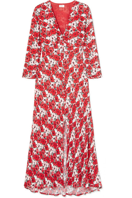 Katie floral-print crepe de chine midi dress