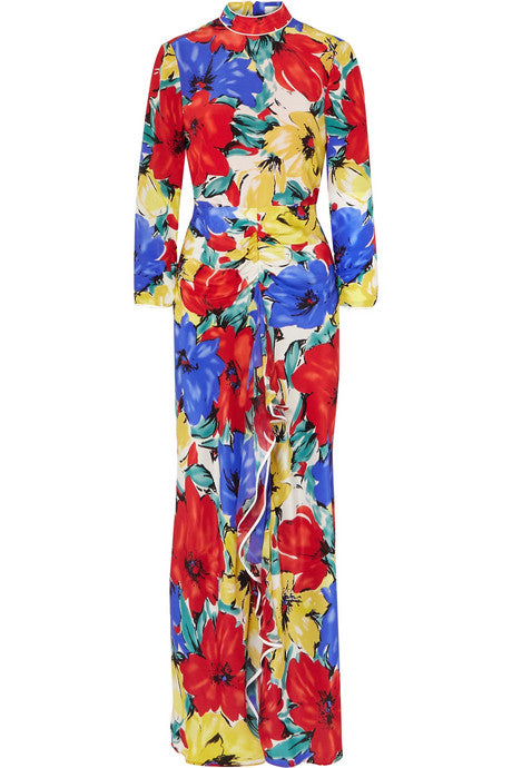 Lucy open-back floral-print silk crepe de chine dress