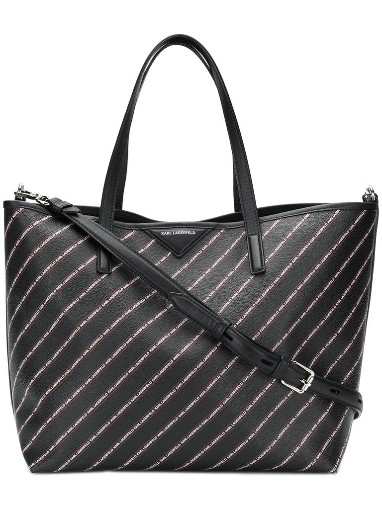 striped logo shopper bag